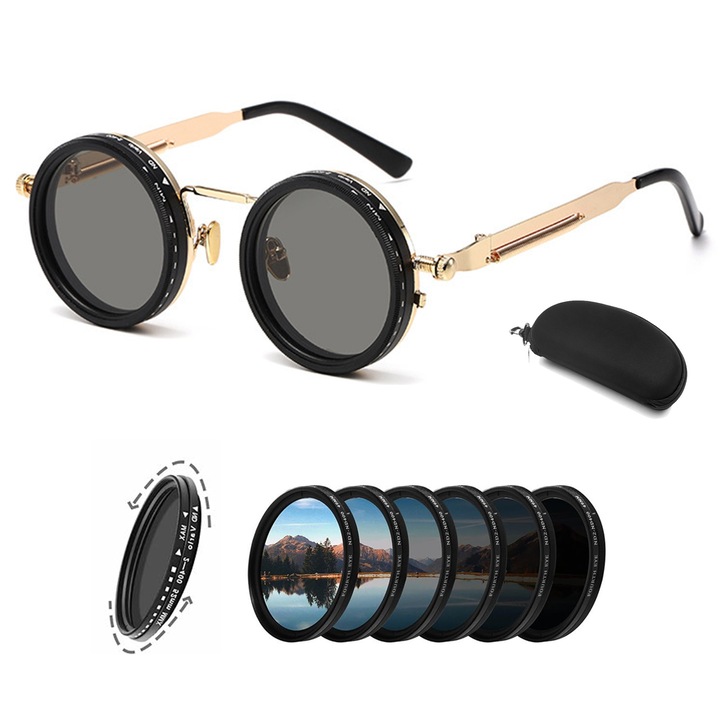 Állítható polarizált napszemüveg, ND400 szűrő, 1-9 fényerő beállítás, UV400 védelem, tükröződés- és napfény elleni védelem, BEEVME®, horgászathoz és vezetéshez alkalmas, arany