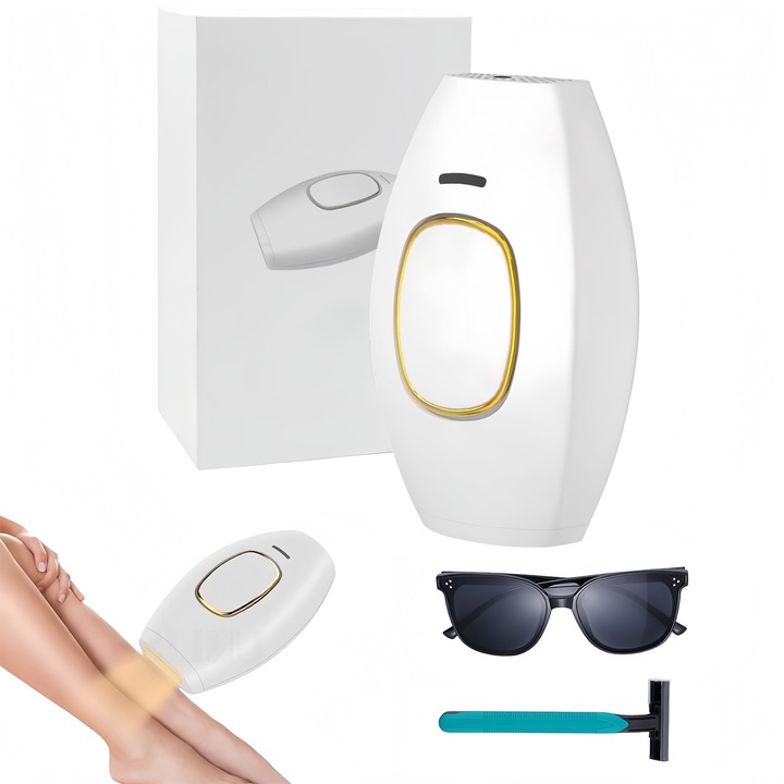 Апарат за епилация у дома, IPL, за мъже и жени, без болка, 5 нива на интензивност, за лице, подмишници, крака и други зони, трайна епилация, замества лазерните процедури