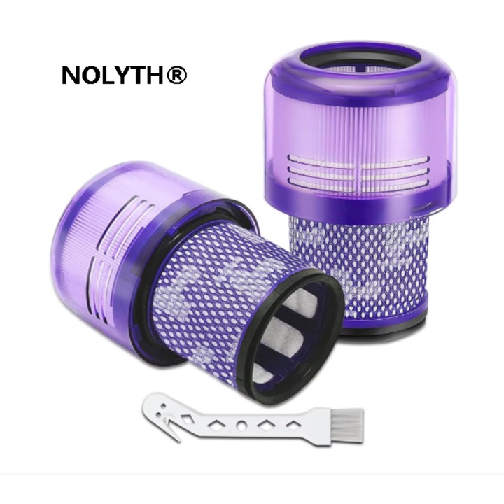 Set 2 filtre lavabile aspirator, cu perie curatare, pentru Dyson V11, V15, SV14, Mov