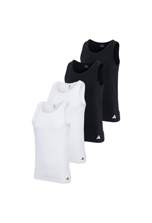 adidas, Set de top-uri slim fit - 4 perechi, Alb/Negru