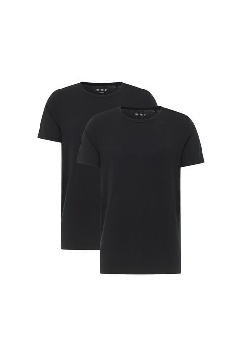 Mustang, Set de tricouri din bumbac organic cu model uni - 2 piese, Negru, 4XL