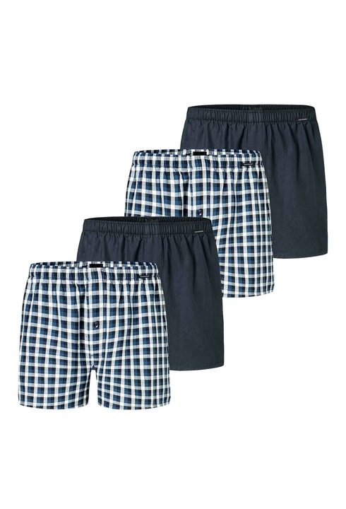 Schiesser, Set de boxeri din bumbac - 4 perechi, Albastru inchis