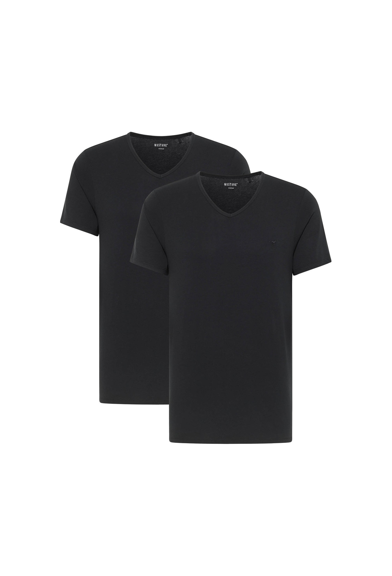 Mustang, Set de tricouri cu decolteu in V - 2 piese, Negru, 4XL
