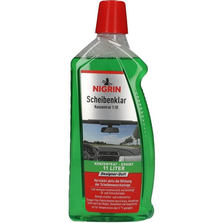 Течност за предно стъкло за лято NIGRIN Scheibenklar 12208519, концентрат, разреждане 1:10, 1л