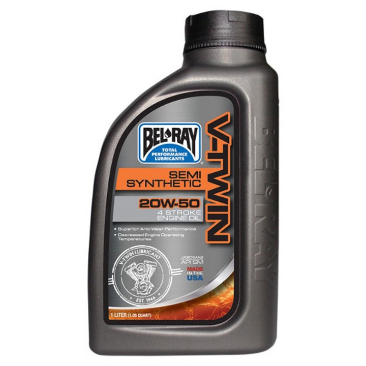 Ulei Semi Synthetic Bel-Ray V-TWIN 20W-50 1L (pentru motoare 4T)