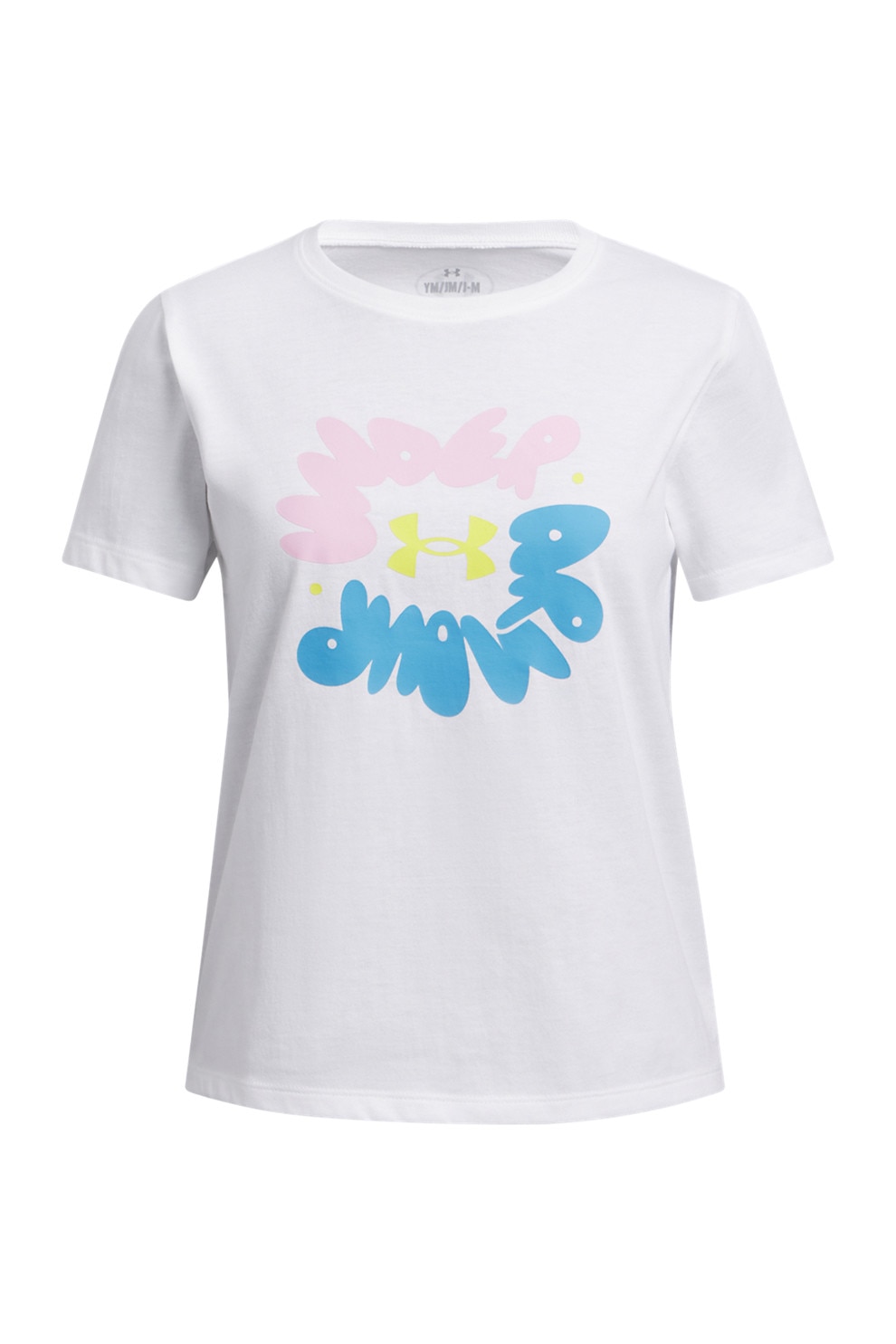 Under Armour, Tricou lejer cu logo Bubble, Albastru pastel, Roz pastel, Alb optic, 160-170 CM