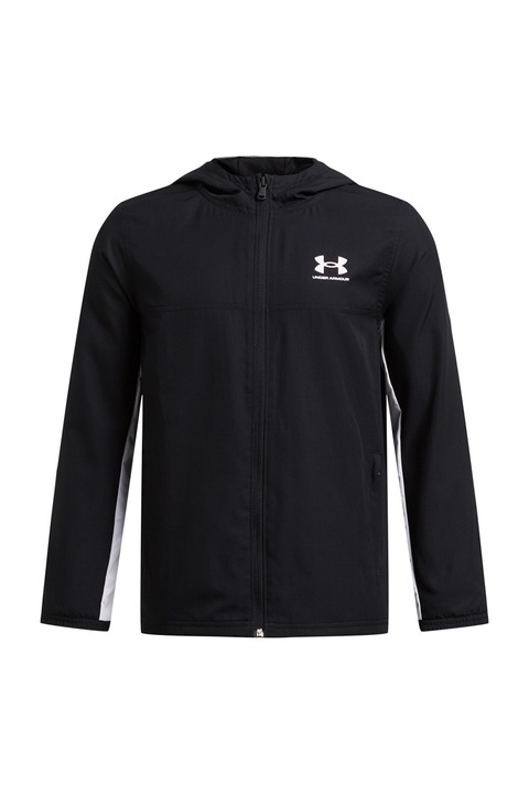 Under Armour,Jacheta cu fermoar si gluga, Negru/Alb optic