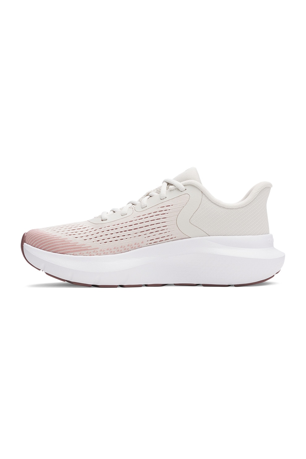 Under Armour, Pantofi Charged Rogue 5 cu logo pentru alergare, Bej, Alb optic, 7.5