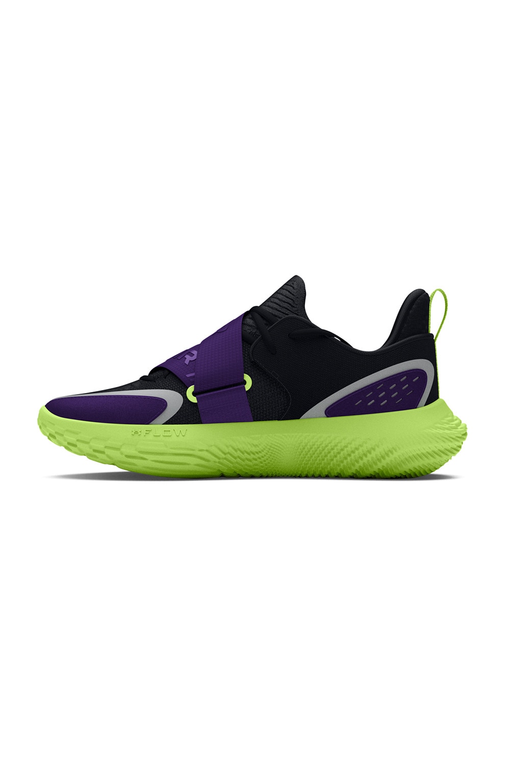 Under Armour, Pantofi Flow Futr X4 pentru baschet, Negru, Gri deschis, Verde pal, 9.5