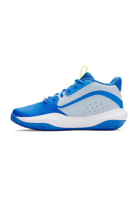 Under Armour, Pantofi Lockdown 7 pentru baschet, Verde neon/Albastru royal/Alb optic