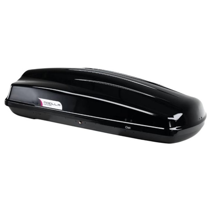 Cutie Portbagaj Auto MODULA Ciao Negru MBC4302, 430 Litri, Dimensiuni 175 x 80 x 44 cm, Sistem Prindere U-bolt, Capacitate Maxima 75 kg