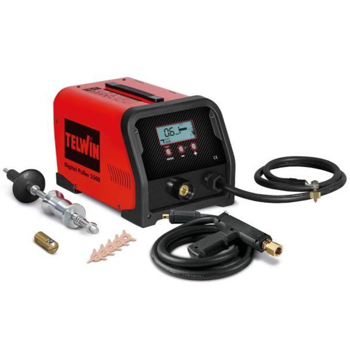 Aparat de sudura in puncte pentru reparatii caroserii TELWIN DIGITAL PULLER 5500 TW828127, 230 V, 3800 A, cu set de accesorii inclusi