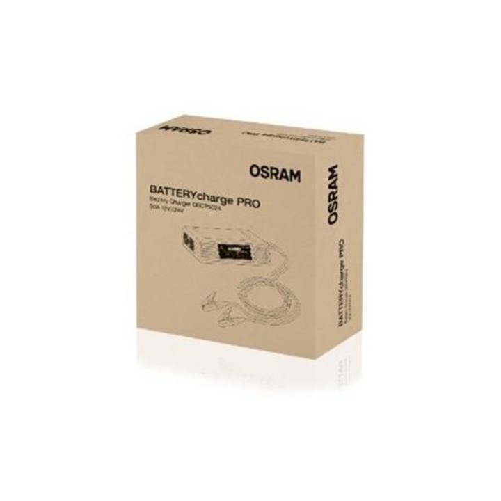 OSRAM Battery Charge PRO OSCP5024 autó akkumulátortöltő, 12/24V, 50A, LCD kijelző