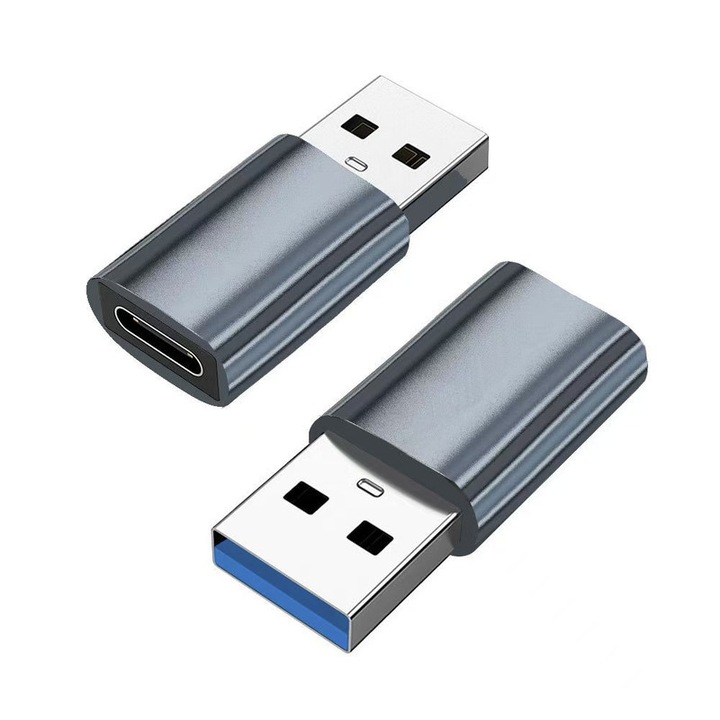 USB 3.0 – USB-C adapter, alumínium, gyors, szürke, 4 db-os készlet