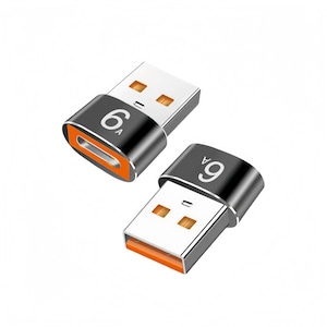 Set 2 buc, adaptor USB-A la Type-C, aluminiu, viteza mare, 6A, compact, Negru, USB 3.1 Gen 1