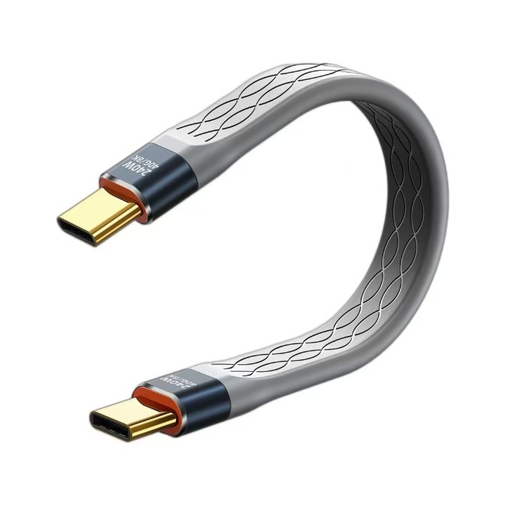 Cablu de date Thunderbolt 4, 8K/60Hz, 40Gbps, 2500MB/s, 240W incarcare rapida, USB-C, gri