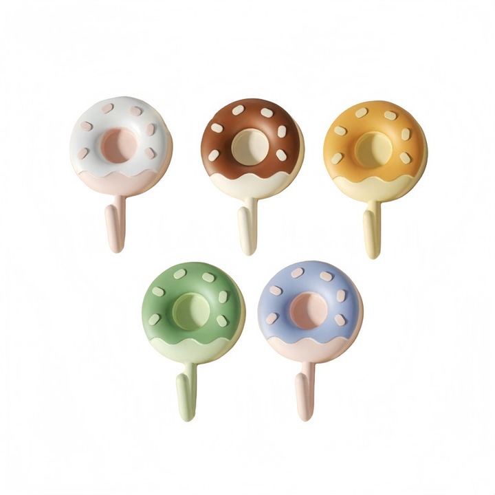 Suport autoadeziv, set de 6, forma de gogoasa, rezistent la apa, instalare fara cuie, capacitate mare de incarcare