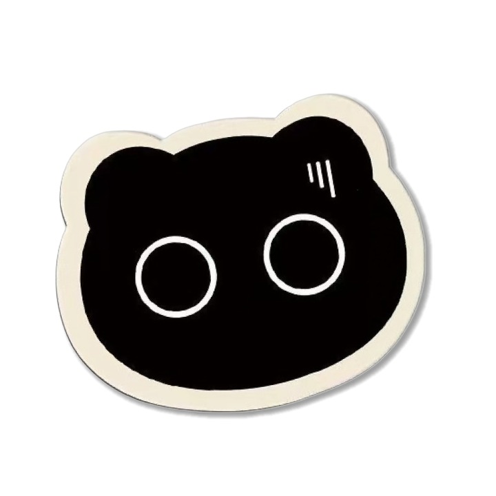 Подложка за мишка с черна котка, Неравномерна, Различни сладки изражения, Противоплъзгаща основа, 26x20см, Смутена котка, Бежов/Черен
