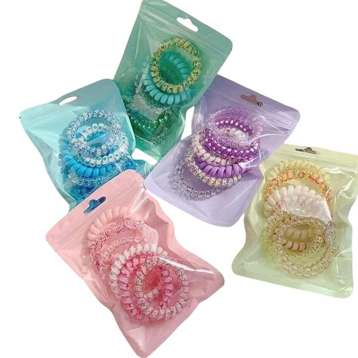 Комплект от 30 цветни ластика за коса, фини материали, многоцветни