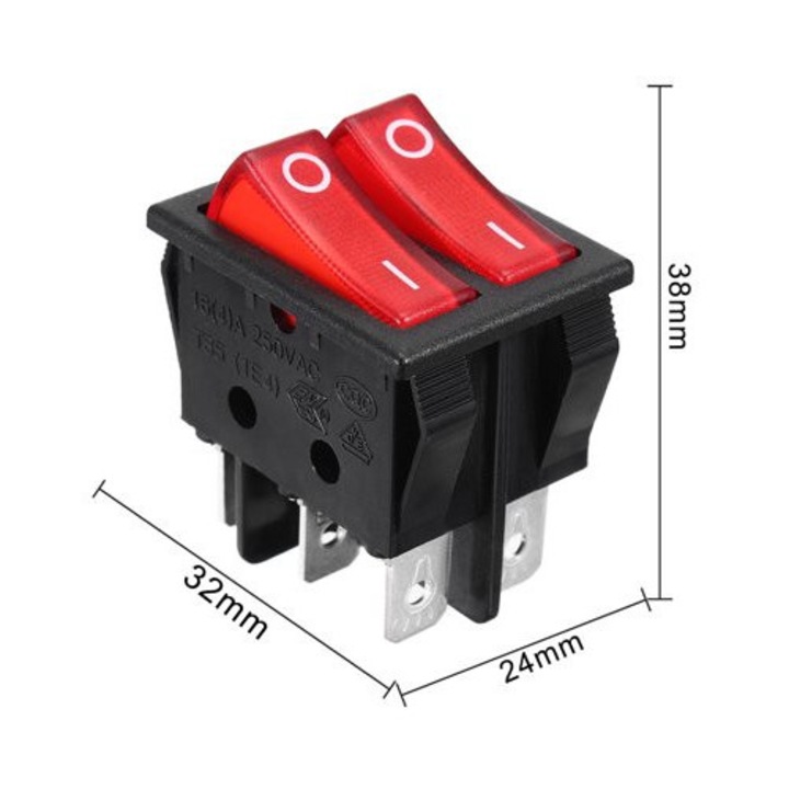 Двоен биполярен превключвател 15A 250V