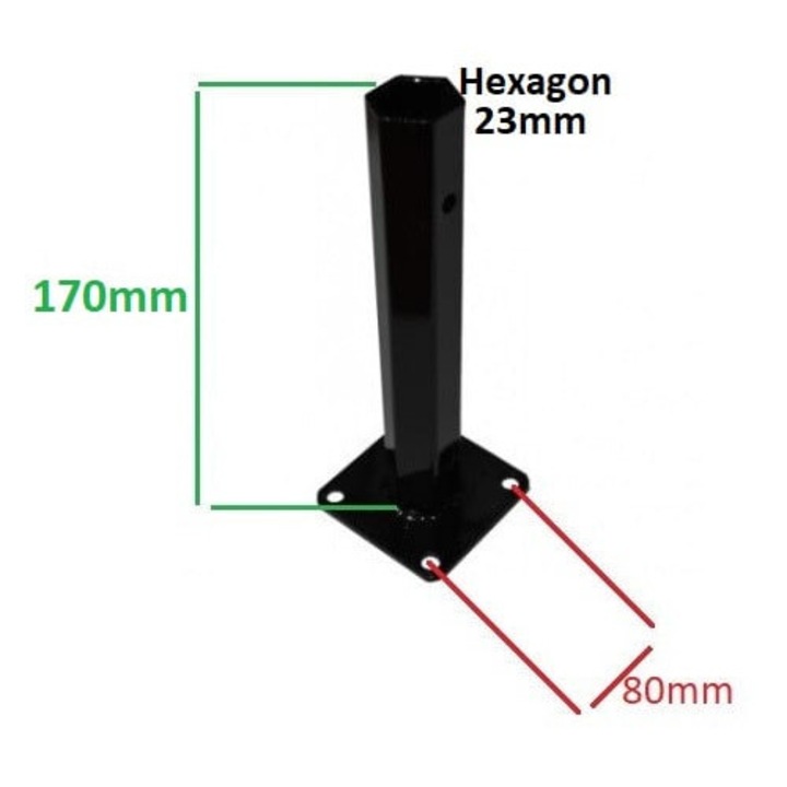 Maner roata motocultor baza patrata (h 170mm - Hexagon 23mm)