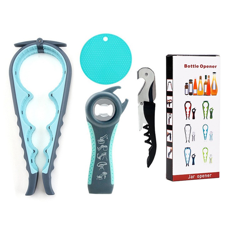 Dugóhúzó/kiegészítő készlet, 4 az 1-ben, Többszínű