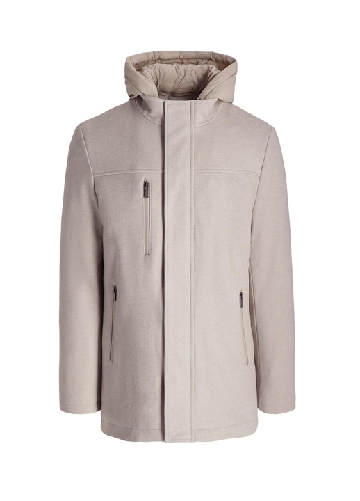 Palton scurt Bytom, cu gluga, doua buzunare laterale, gri