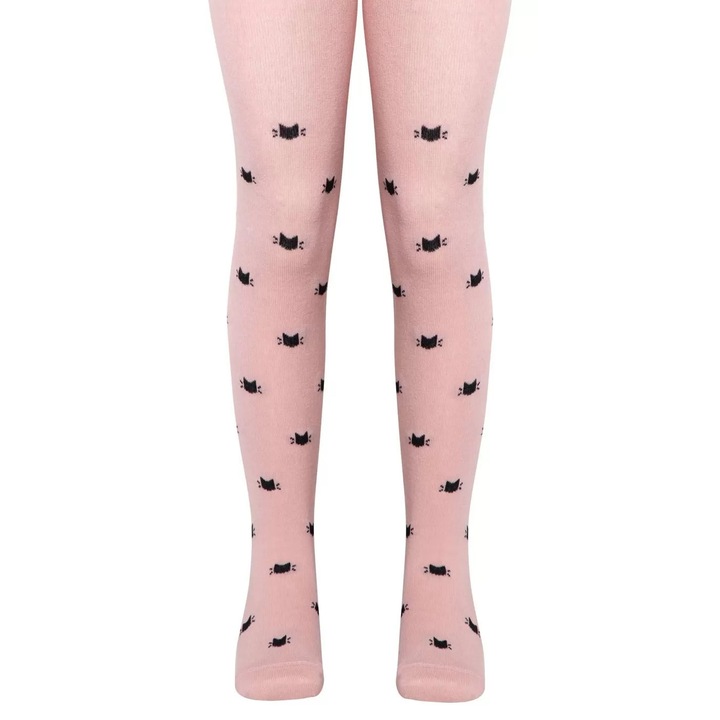 Ciorapi subtiri din bumbac cu model pisici, Conte Kids Tip-Top 567, Roz prafuit