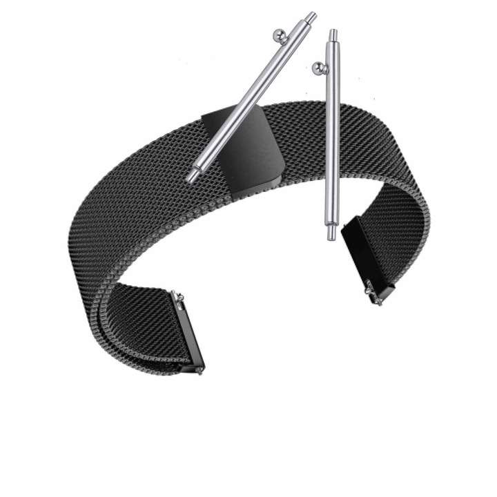 Каишка за смарт часовник Lotus 50040/1, Каишка за всички китки, сигурно закрепване, Черна метална мрежа