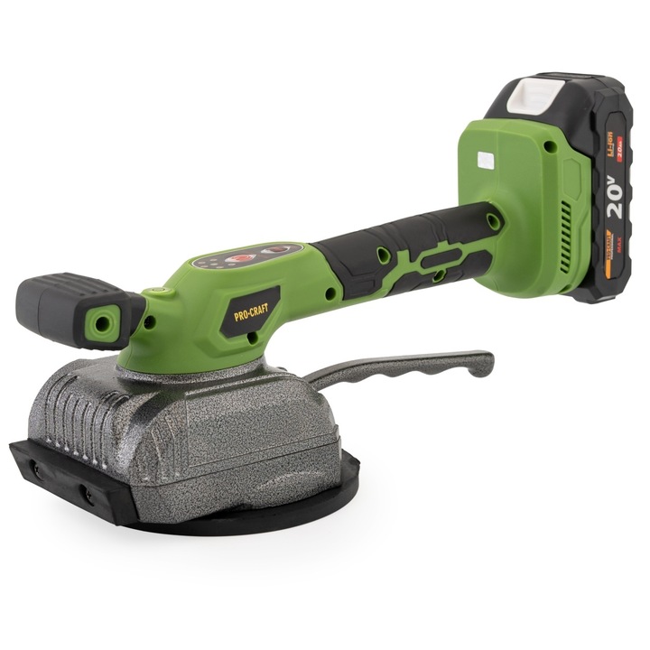 Ventuză electrică PROCRAFT PTM20 pentru gresie, acumulator 20V/2Ah, 75 kg, 15.000 vibrații/min, cu fixare sigură