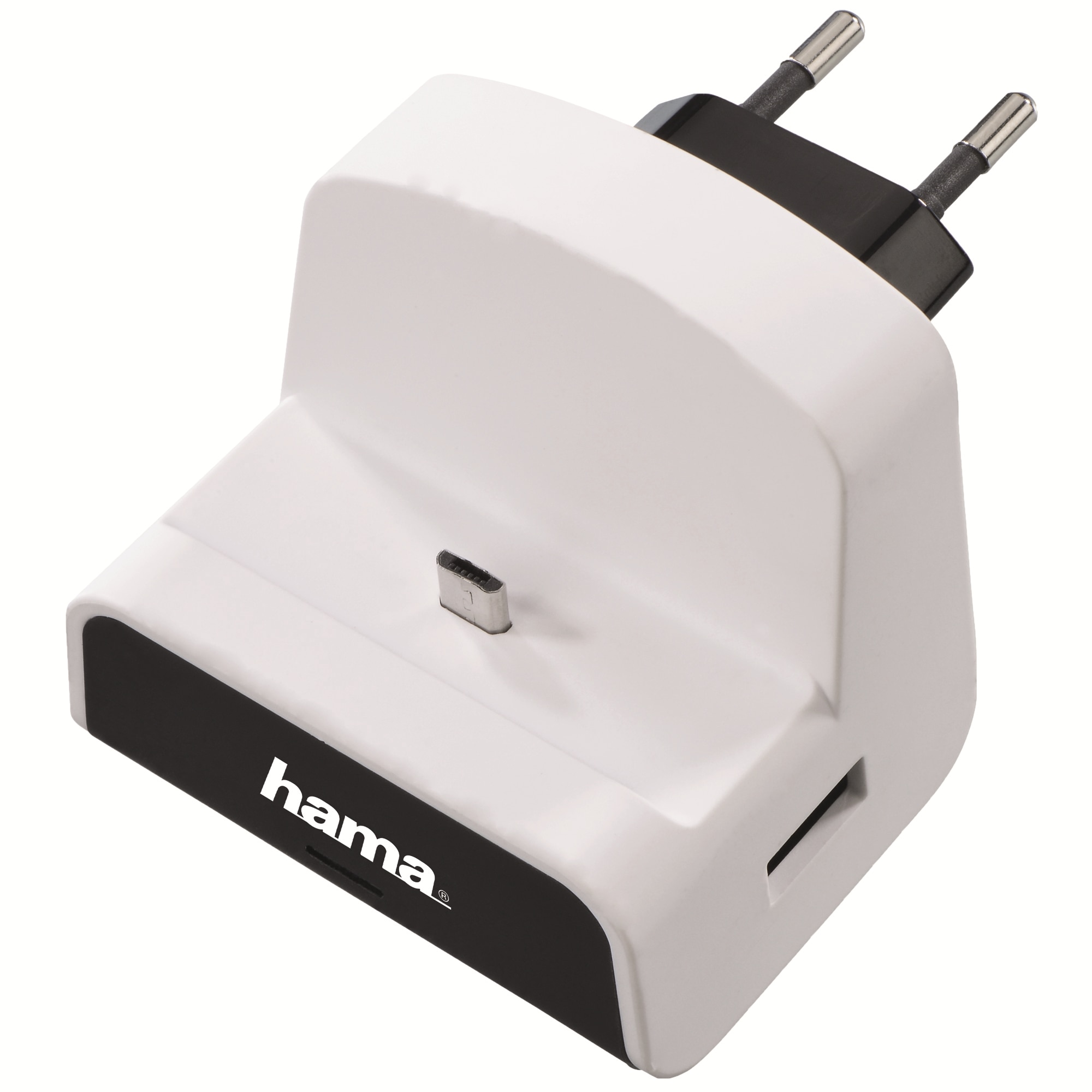 Statie incarcare Hama Micro USB si conexiune USB, 2.1A, 2 porturi USB, Alb
