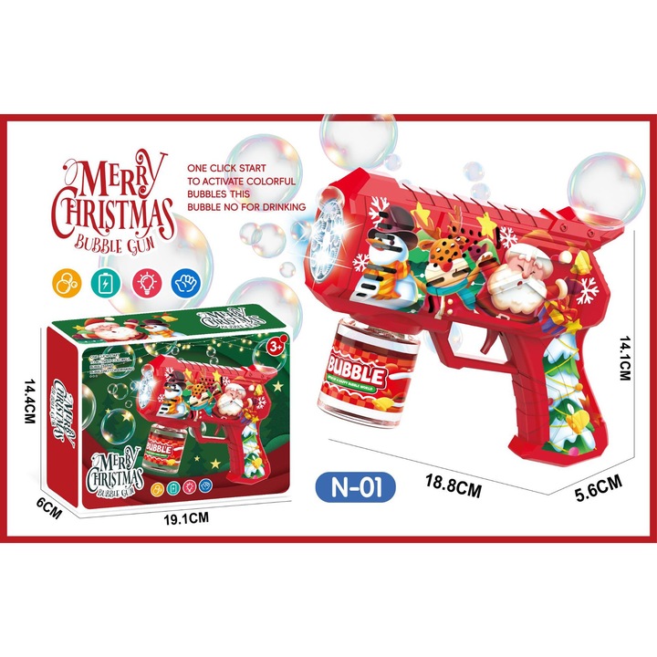 Elektromos buborékpisztoly, interaktív játék gyerekeknek, könnyű, karácsonyi ajándék