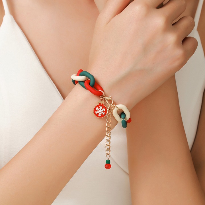 Bratara de Craciun, cu pandantiv, multicolor