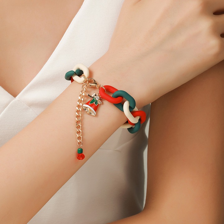 Bratara de Craciun dama, cu pandantiv, multicolor