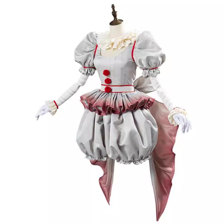 Costum Cosplay Halloween, Pennywise, rosu, XS