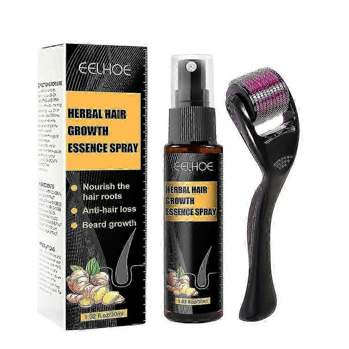 Set tratamente pentru cresterea parului, roller cu microace, ulei esential