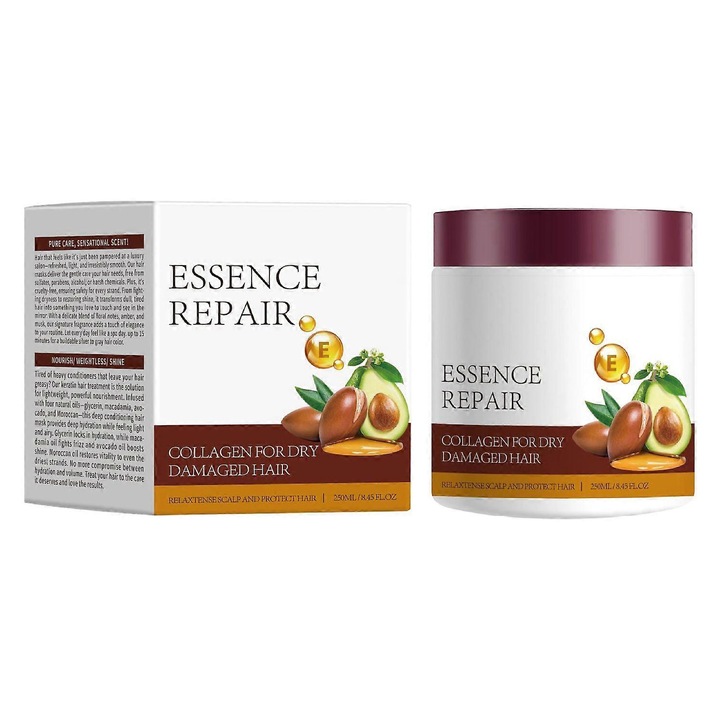 Masca de par pentru reparare profunda, tratament cu colagen, ulei de argan si avocado