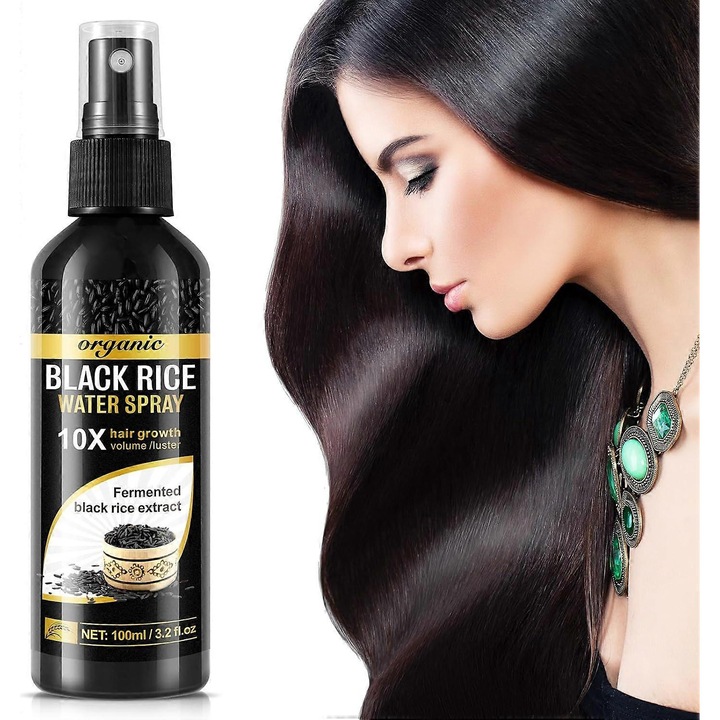 Spray pentru cresterea parului din apa de orez negru, tratament natural pentru regenerarea parului, 1pcs