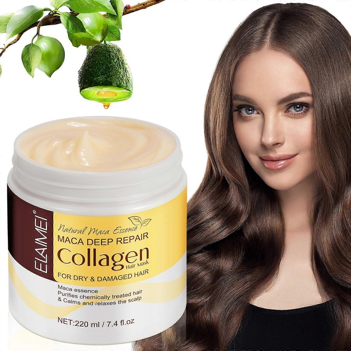 Masca de par cu colagen si ulei de argan, tratament hidratant, reparare profunda, set 2 bucati