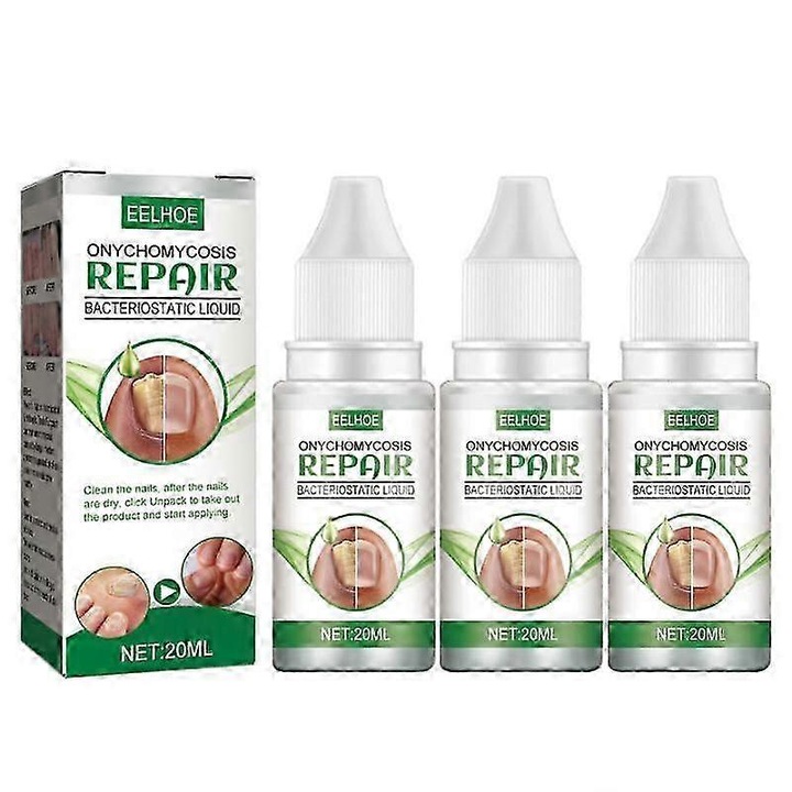 Разтвор за възстановяване на нокти с онихомикоза Eelhoe, 20мл, лечение на гъбички по ноктите, комплект от 3 броя