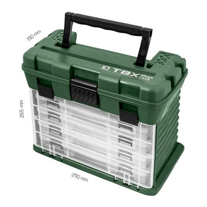 Valijeta Delphin TBX MegaCase Clip cu 4 Cutii Compartimentate, 29x19x26.5cm