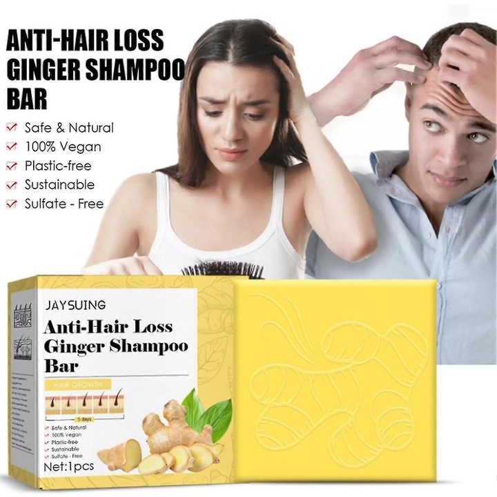 Szilárd sampon hajra, gyömbér, 55x55x12mm