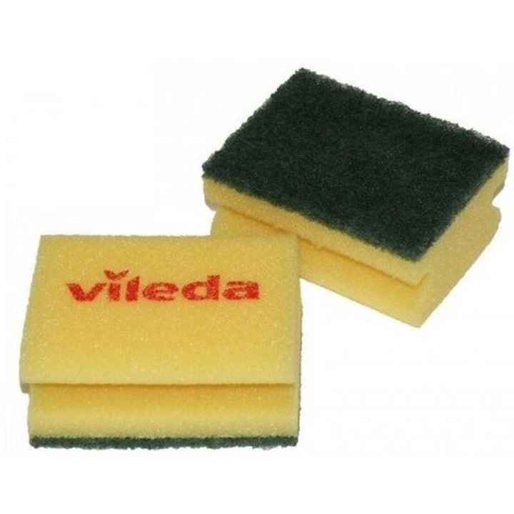 Burete de curatare Vileda Professional, pad verde, 7x9,5cm, material abraziv, ergonomic