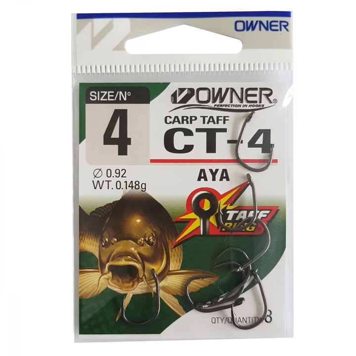 Carlig Owner CT-4 Carp Aya, Ochet, Marime 6 - Hi-Carbon cu Teflon, Varf Cutting Point
