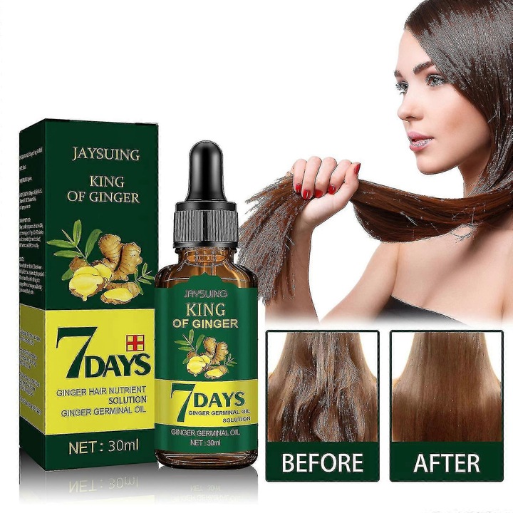 Ulei de ingrijire a parului cu ghimbir, Jaysuing, set 3pcs, nutritiv pentru scalp, pentru par mai puternic