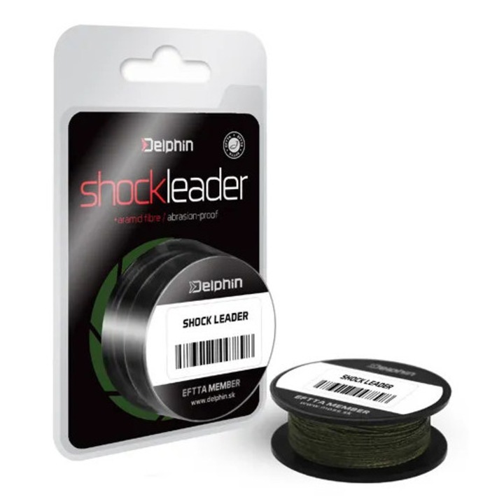 Delphin Shock Leader Verde - Fir Textil Rezistent, 20 m, Diametru 024 mm, Rezistenta 35 lbs