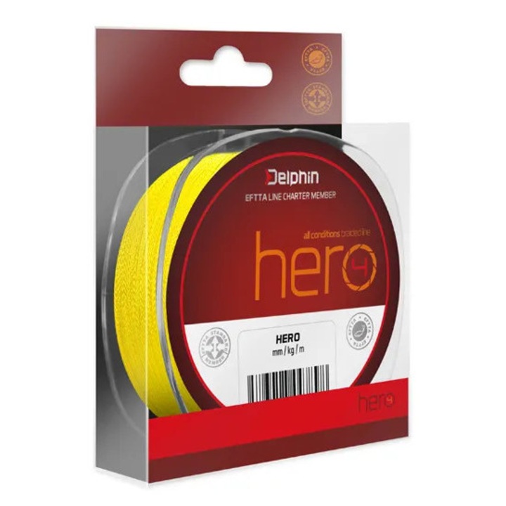 Fir Textil Delphin Hero 4, Galben Fluo, 025 mm, 300 m