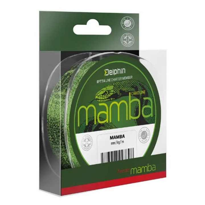 Fir Monofilament Delphin Mamba Feeder Camo, 200m, Diametru 0.23 mm, Rezistenta 9.4 lbs