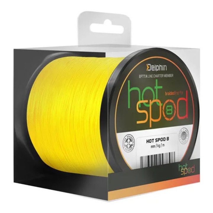 Fir Textil Delphin Hot Spod 8, Galben, Diametru 0.14 mm, Rezistenta 9.60 kg, 300 m