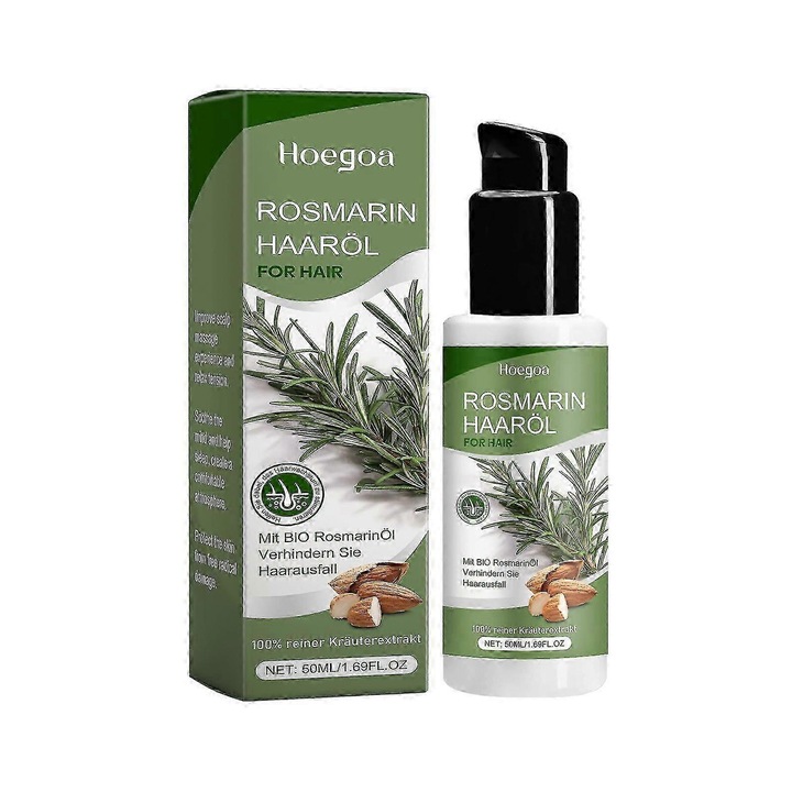 Ulei esential de rozmarin pentru cresterea parului, Hoegoa, 3 piese, hraneste scalpul, reduce mancarimea, 100% natural